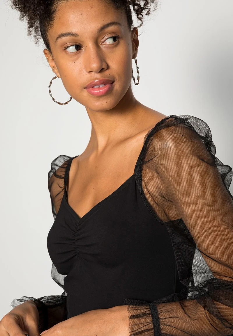 Even&Odd LONG PUFF SLEEVES RUSHING BODYCON DRESS - Cocktailkleid/festliches Kleid - Black – Bild 5