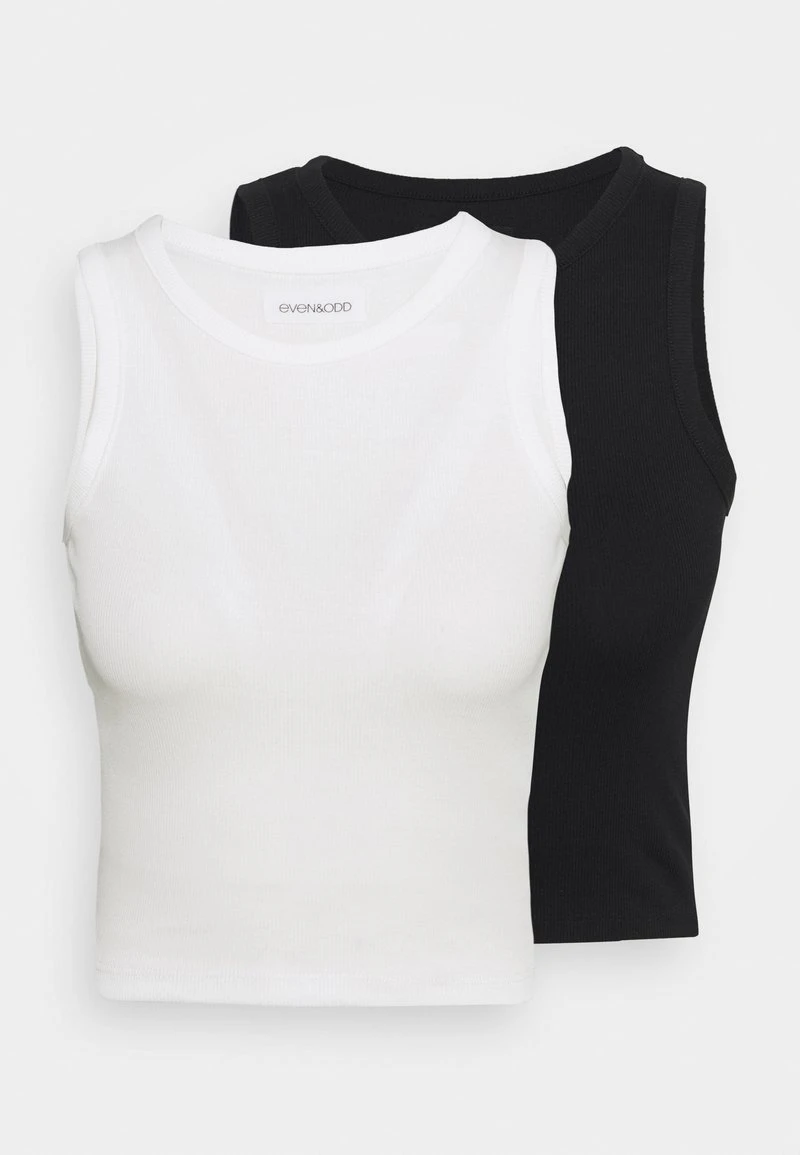 Even&Odd 2 PACK CROPPED TANK - T-Shirt Basic - Black/white – Bild 5