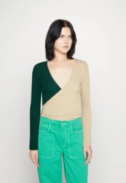 Even&Odd Langarmshirt - Beige/dark Green