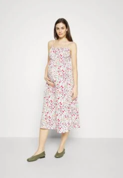 WOVEN_MAMA_MIDI SUMMER DRESS - Jerseykleid - White/yellow